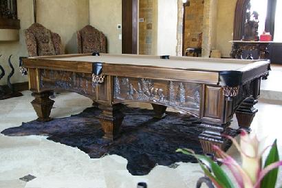 Wildlife Nature Wood Carved Pool Table